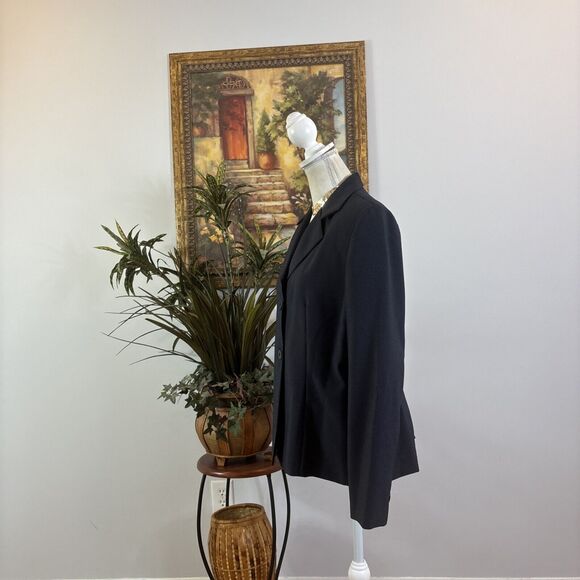 Signature Larry Levine Suit Blazer Women's Size 14 Black Pinstripe Notch Lapel - Picture 3 of 11